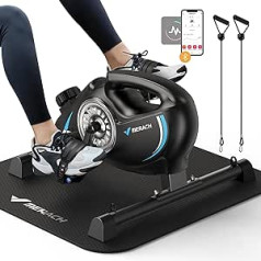 MERACH Under Desk Bike Pedal Trainer, Quiet Magnetic Mini Exercise Bike for Arms, Leg Recovery, Physiotherapy, Smooth Foot Desk Cycle with 2 Resistance Bands and Non-Slip Mat