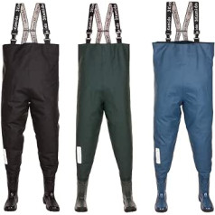 3Kamido® Youth Waders Heavy Duty Braces Carry and Storage Bag Solid Sole Black and Green and Denim Blue 36 37 38 39 40 41 42 EU Junior Fishing Boots Mud Trousers