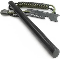 Primal Bull Fire Steel with Paracord Handle - 15 cm Long, Diameter 12.7 mm - Extreme Sparks, Firesteel Outdoor Fire Starter Survival Gear XXL