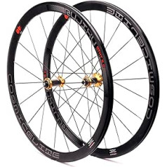 RUJIXU 700c šosejas velosipēda disks, riteņu komplekts, aizmugurējais ritenis, priekšējais ritenis, 40 mm, V veida dubultsienu diski, 8-11 ātrumu kasetes oglekļa šķiedras rumbas, V veida bremzes / loka bremzes 1900 g