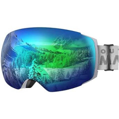 OutdoorMaster Unisex PRO slēpošanas brilles ar maināmām lēcām, sniega brilles, 100% UV aizsardzība, slēpošanas brilles briļļu nēsātājiem, pretsvīšanas snovborda brilles, zēniem un meitenēm, unisex