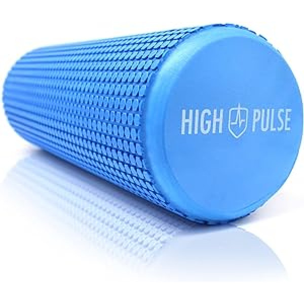 High Pulse® Fascia rullītis, Pilates rullītis, tostarp fitnesa josla + bezmaksas vingrošanas plakāts, daudzfunkcionāls putu rullītis, kas ideāli piemērots muskuļu nostiprināšanai un fasciju masāžai (zils, 43 cm)