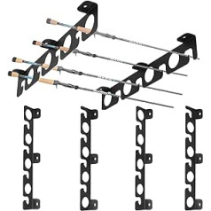 KSWLOR Fishing Rod Holder Wall Mount Rod Holder Fishing Rod Holder Wall Mount Fishing Rod Rack Storage Wall Mount for Garage Cabin and Basement Holds 8 Fishing Rods (4)