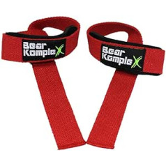 EU_liftingstrap_Parent Bear KompleX pacelšanas siksnas (pāris) - kokvilna - neoprēna polsterējums - svara celšanai, kultūrisms, cirkulācijas treniņš, spēka treniņš, pauerliftinga celšanas siksnas