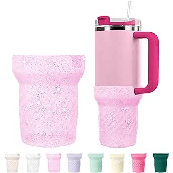 UBEEKOO Silicone Boot Large Glitter Compatible with Stanley Cup 1.2L Compatible with Stanley H2.0 and Quencher Adventure Tumbler Accessories Protective Cup Water Bottle Bottom Pink