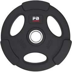 PERFORMBETTER+ PB Strong 3-grip svaru šķīvji, stieņa atsvari, svaru šķīvji ar rokturiem un 50 mm iekšējo diametru, 1,25–25 kg (1 gabals)