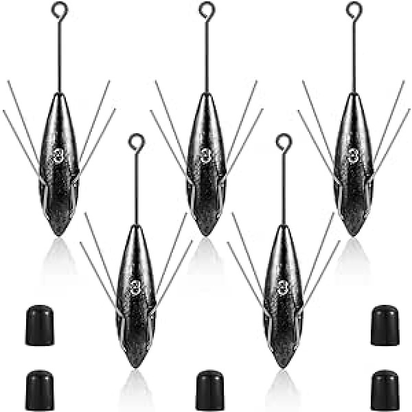 Therwen Pack of 5 Sputnik Sinker Makšķerēšanas Equipment Long Tail Makšķerēšanas Svari Sālsūdens Surf Casting Sinkers Sams Beach Spining Atsvari okeāna jūras smiltīm