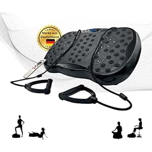 Vinča W.1.0 Vibration Plate Pro ar īpaši klusu motoru, līdz 150 kg, 3 treniņu programmas + 120 līmeņi, tauku zaudēšana un fitnesa treniņš no mājām, tālvadības pults, pretestības lentes