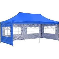 GDY 3 x 3 m Portable Pop Up Tent Pop Up Tent with Carry Bag 3 x 6 m Blue with 4 Side Panels