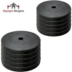 MAXSTRENGTH Gumijas svara šķīvju disks Olimpiskais 2 collu 2 collu caurums mājas spēka treniņš, spēka treniņš Fitnesa treniņš 20 kg, 40 kg, 60 kg, 80 kg, 100 kg, komplekti (10 kg x 4 = 40 kg)