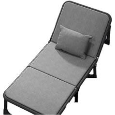 EVURU Tables and Chairs Portable Folding Bed Single Lounger Chair with Long Chair Frame & Frame Folding Bed, Fold-Out, Perfect Lunch Break, Simple Furniture Adjustable (Colour: 190x70x35 cm, Grey)