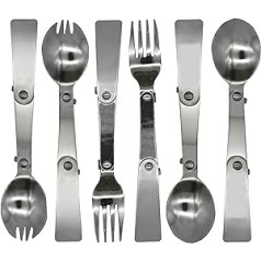 Pinenjoy 6 Piece Foldable Spoon Fork Set, 18/10 (304) Stainless Steel Portable Camping Tool for Thermos Flask and Outdoor Activities