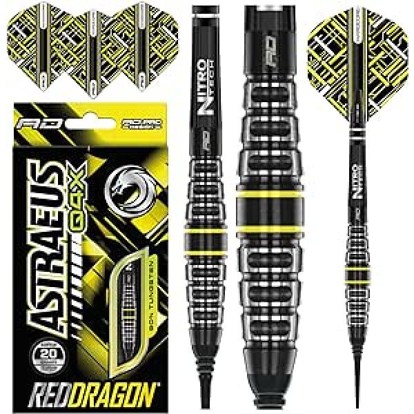 RED DRAGON Astraeus Q4X Premium Tungsten Softip smiginio rinkinys su skrydžiais ir kotais