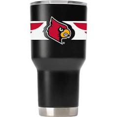 Gametime Sidekicks Louisville Cardinals melns dzeramais stikls 850 ml oficiāli licencēts 18/8 nerūsējošā tērauda dubultsiena vakuuma izolācija ar UV LED drukātiem logotipiem bez svīšanas, paliek karsts/auksts — 360