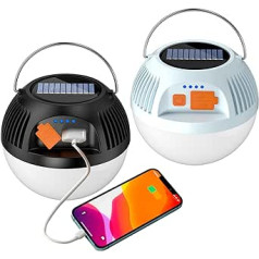 2 Pack Solar Camping Light, Type-C Rechargeable USB LED Tent Lamp, Waterproof 3 Modes Outdoor Lantern for Power Bank Hiking Fishing Hunting Emergency Garden
