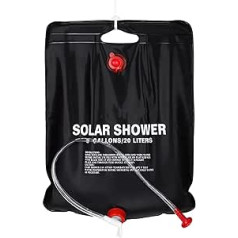 BAIEPING Portable Camping Shower Bag, 20 L Solar Shower Water Bag with Removable Hose and On and Off Shower Head for Travel, Hiking, Summer Shower