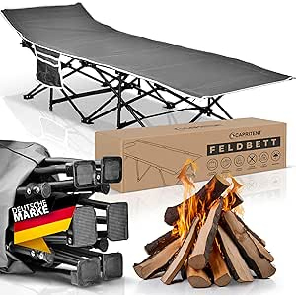 Capritent® Folding Camp Bed [190 x 70 cm] - Weatherproof Folding Bed for Camping, Outdoor & Travel [for Max. 150 kg] - Folding Bed with Carry Bag & Side Pocket