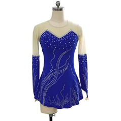 YDHTIZ sieviešu profesionālās daiļslidošanas sacensību kleitas ar garām piedurknēm Rhinestone Sparkly Jersey Activewear Crystal Competition Trening Athletic Female