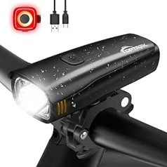 toptrek Bicycle Light Set Battery Capacity Up to 2600 mAh LED Bicycle Light Running Time Up to 9 Hours Bicycle Lamp IPX5 Waterproof Bicycle Light with Near Field Lighting