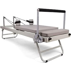 HUHJYUGE jogas vingrošanas aprīkojums, Pilates gulta ar regulējamu intensitāti, salokāms Pilates reformatora trenažieris, Pilates Reformer Home, spēka treniņiem (197 x 57 x 72 cm)