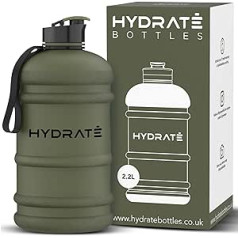 Hydrate XL kanna ūdens pudele, nesatur BPA, necaurlaidīgs, noslēdzams vāciņš, ideāli piemērots sporta zālei, sportam un ceļojumiem, tīra ūdens tvertne, īpaši izturīgs materiāls, matēts Camo, 2,2 l