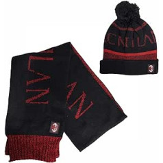 AC Milan, Adult Size Red Jacquard Hat & Scarf Set XL