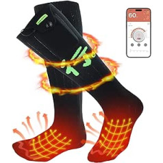 Beheizte Socken, Elektrische Heizsocken Damen Herren, Wiederaufladbare Beheizbare Socken, APP-Steuerung Thermosocken Fußwärmer Socken für Outdoor-Wandern/Skifahren/Camping/Angeln