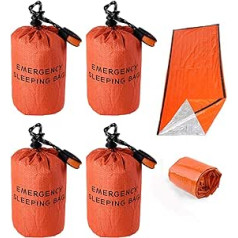 theFIU. Emergency Survival Sleeping Bag, Bivvy Bag, Survival Gear Kit, Thermal Blanket, PE Aluminium Film for Outdoor Adventure, Camping, Hiking, and First Aids, Lightweight Waterproof Thermal Bag (Orange)