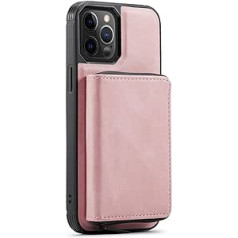 Maka maciņš tālrunim iPhone 15 Pro Max/15 Pro/15 Plus/15, magnētisks, noņemams ādas vāciņš ar ekrāna kameras aizsargrāvējslēdzēju, rozā, 15 Plus 6,7 collu