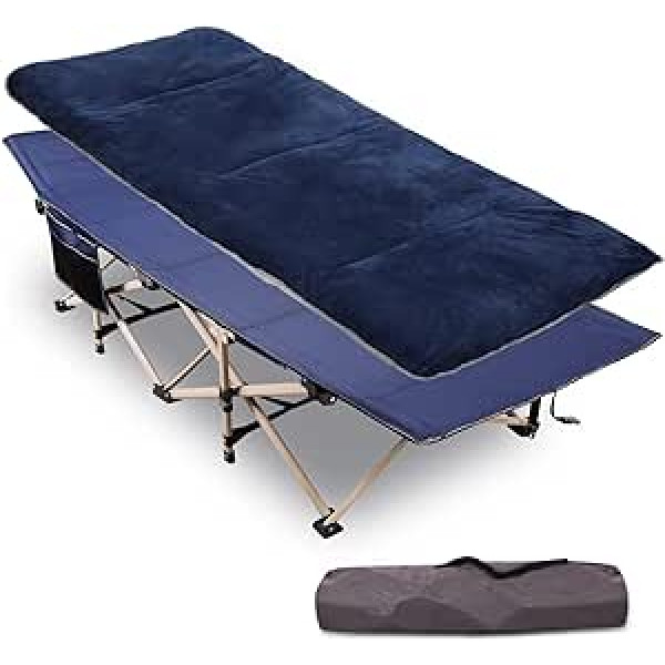 campMax Foldable Camping Beds for Adults, Heavy Duty Camp Bed with Mattress, Strong Thicker Tubes, Sleeping Bed, Outdoor Travel Office