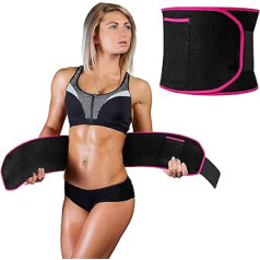 Fit Gel Waist Trimmer (rozā) Premium Waist Trainer josta sievietēm un vīriešiem treniņiem, melna, viens izmērs