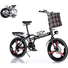 20 colių sulankstomas dviratis, suaugusiųjų sulankstomas dviratis, jaunimo sulankstomi dviračiai, 6 x kintamo greičio, anksčiau dviguba amortizacija su žibintais ir krepšiu, siunčiama iš Vokietijos sandėlio, spalva: raudona / juoda / balta / sm