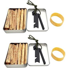 BESPORTBLE 2 Sets of Barbecue Accessories Wooden Burning Sticks Kindling Ferro Rod Camping Grill Lighter Fire Starter Emergency Magnesium Rod Wooden Rod Replacement