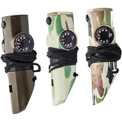 Toddmomy 3 x Outdoor Survival Svilpes izdzīvošanas komplekts bērniem Āra svilpe 7 vienā izdzīvošanas rīks Tiesneša svilpe Ārkārtas izdzīvošanas svilpe ārkārtas kompasa aproce Daudzfunkciju ABS