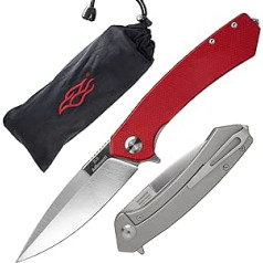 Firebird GANZO Adimanti Skimen-RD Pocket Folding Knife G10 Handle with Clip and Glass Breaker D2 Steel Blade Hunting Fishing Camping Outdoor EDC Knife (Red)