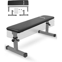 SPORTINATOR® plakans sols ar regulējamu augstumu ar noslaukāmu mākslīgās ādas pārvalku un trim kronšteiniem. Dažādiem spēka treniņu vingrinājumiem mājas trenažieru zālē