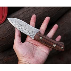 CraftTal Hunting Knife Pocket Knife Rosewood Handle - 150 Layers Damask Steel Knife