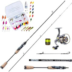 MiRoeFishing Capital Fish Master īpaši viegls moderns makšķerēšanas komplekts 180 cm UL Carbon Rod + Expert 1000 makšķerēšanas spole Ready ar auklu + ēsmas komplekts ar karoti I gumijas zivs I mīkstajiem mānekļiem