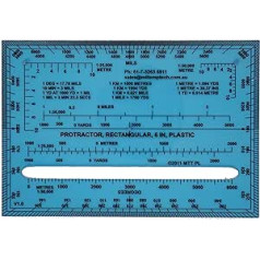 MTT PL RA 6IN rectangular protractor with degrees and millimeter, scale in metres and yards for angle measurement and outdoor navigation with map and compass, hiking, orientation and survival.