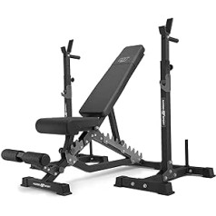 Marbo Sport MS34_2.0 Set | Double-Sided Bench + Dumbbell Rack (2 Pieces) with Safety | Bars and Weights 83/113 kg to Choose From | Made in EU