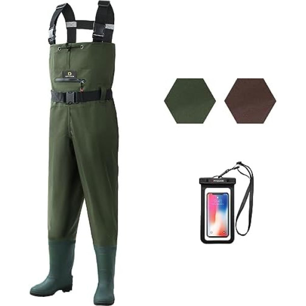 Drycode Waders - Hunting & Fishing Waders for Men and Women with Boots, 2-Layer Nylon/PVC Waterproof Bootfoot Waders