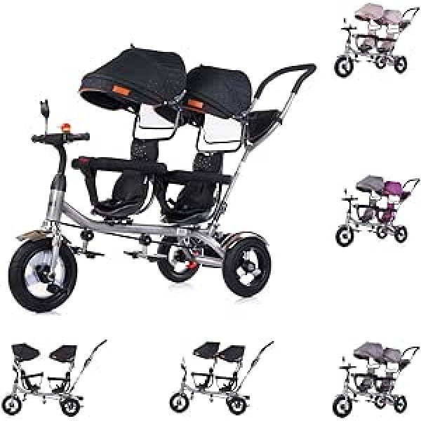 Chipolino Tricycle Tricycle 2Play Two Children up to 50 kg Rubber Tyres Handlebar Colour: Black