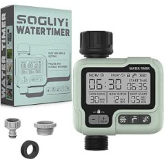 SOGUYI Hose Timer, Automatic Irrigation Timer for Garden, Sprinkler Timer with Rain Delay, Child Safety, IP65 Waterproof, Large LCD Screen Irrigation Systems for Garden, Lawn
