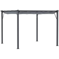 Outsunny Pergola Gazebo Patio Canopy with Sliding Roof Garden Aluminium Charcoal Grey + Dark Grey 3 x 3 x 2.23 m