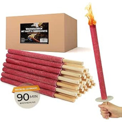 Bolson Wax Torches 90 Minutes (Pack of 50) Garden Torch Made of Wax with Hand Guard & Handle for Children and Adults - Made in Germany Torch for Outdoor Use - Ideal for Torch Hiking, Garden, Outdoor