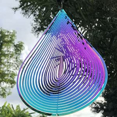 Wind Chime Hanging Stainless Steel Wind Sculpture 3D Water Drops Garden Decoration Craft Ornaments for Indoor Outdoor Yard Garden