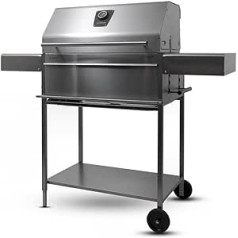 Premio XL III Barbecue - Charcoal Grill Trolley Made of Rustproof Stainless Steel with Double-Walled Grill Lid - Made in Germany: 5-Way Adjustable, 4-Piece Grate, Grill Surface: 71 x 43 cm