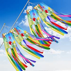Newwiee 8 vienetų 40 colių dviviečiai kolibriai, gėlių pavasario vėjo kojinės, lauko dekoratyvinės vaivorykštės vėjo kojinės vėliavos pakabinamos sienos eglutės namų kiemo vejos kiemo sodui