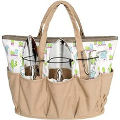 TOPINCN sodo įrankių krepšys su 9 kišenėmis nešiojamasis krepšys Daugiafunkcis organizatorius vystyklų drobinio maišelio laikiklis Sunkaus sodo augalų rinkinio dovana vyrams arba moterims smėlio spalvos
