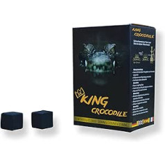 King Crocodile Coconut Charcoal with Long Burning Time, 25 x 25 mm, Sustainable Natural Charcoal, Low Ash, Low Smoke, Barbecue Charcoal, Charcoal Cube in Premium Quality (Consumer, 6 kg)